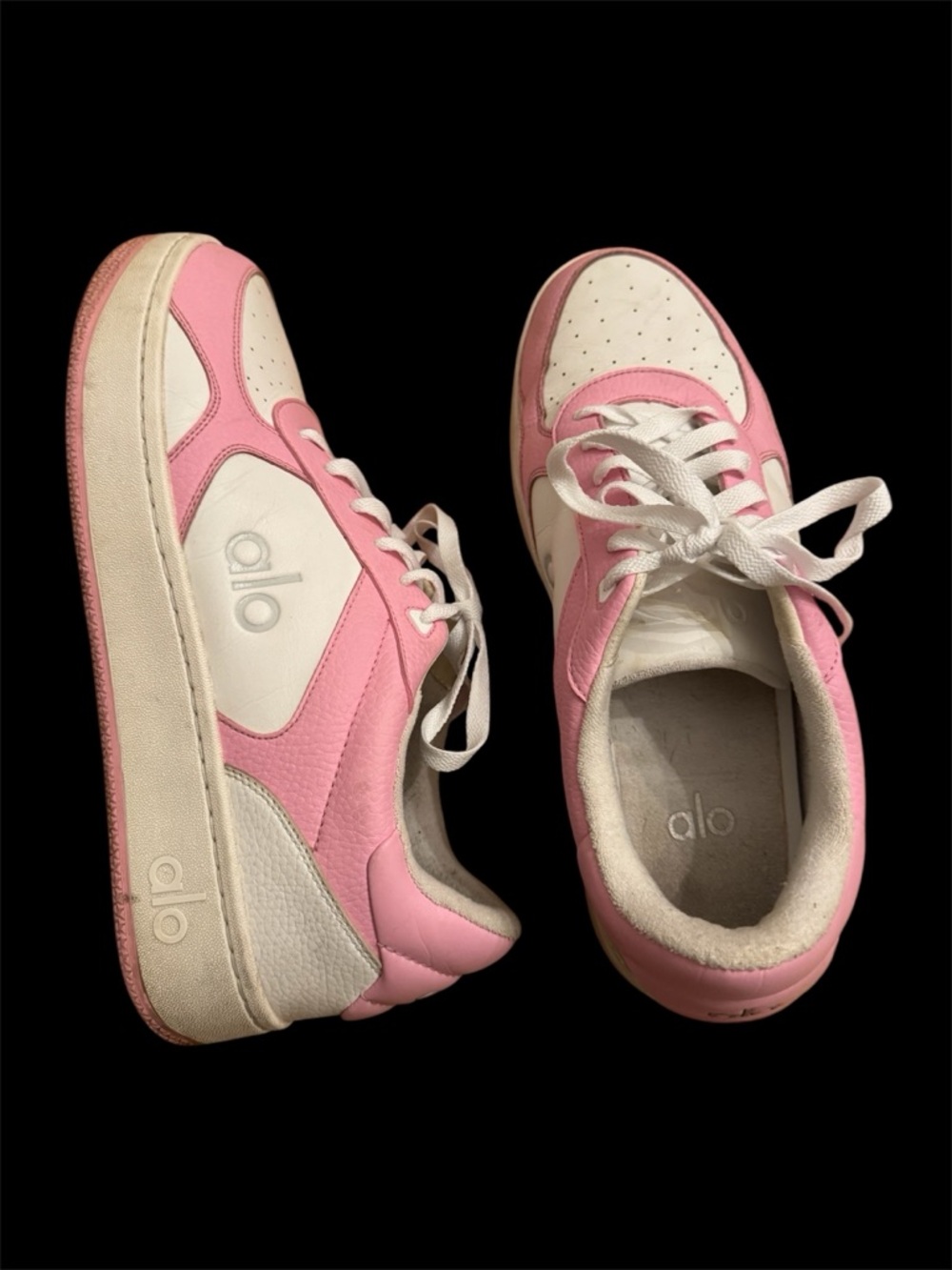 Alo Pink & White Platform Sneakers used once size 12in men